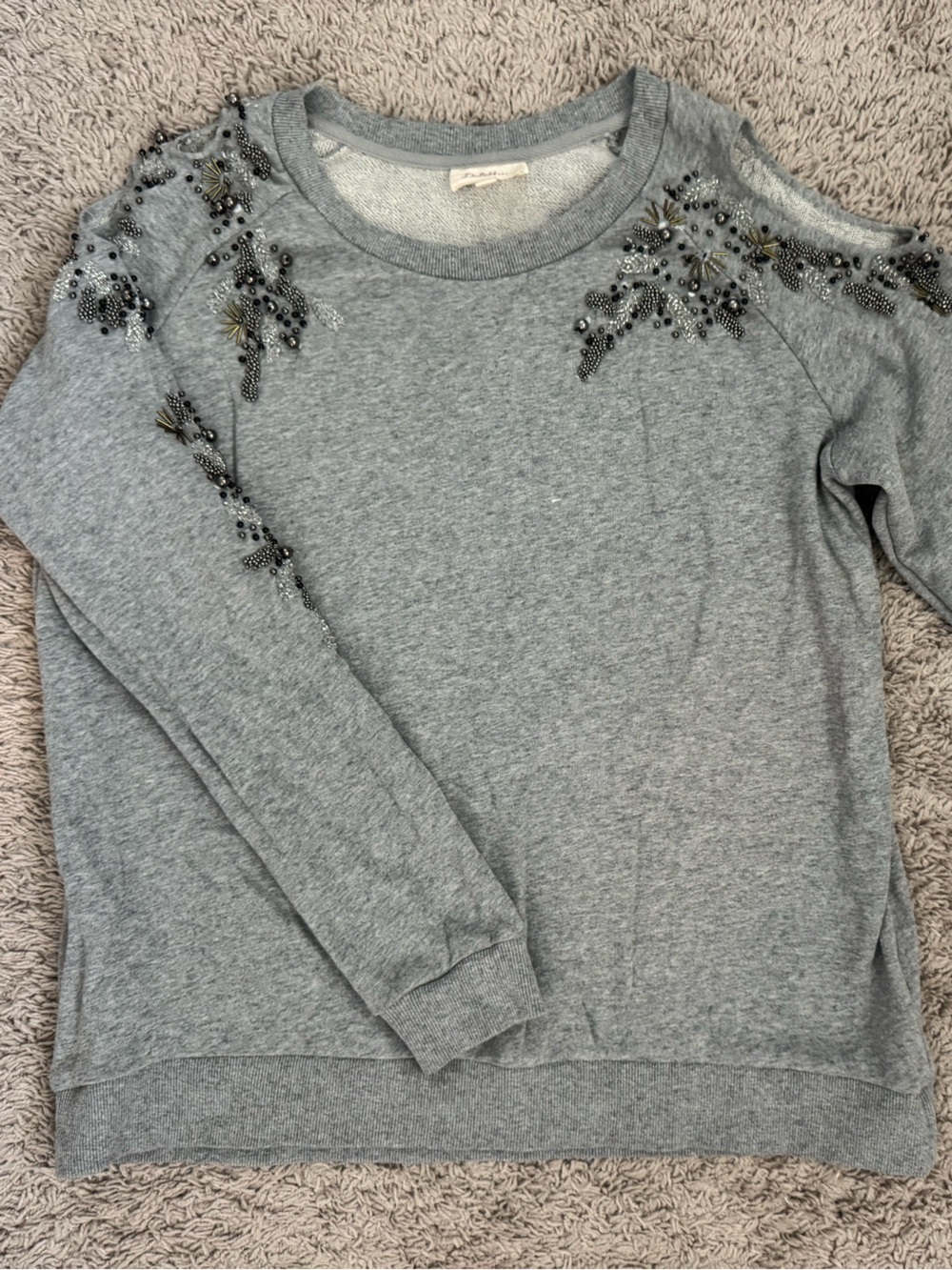 Deletta Light Gray Knit Crewneck Sweatshirt